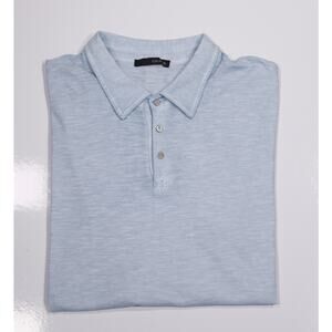 Gimo's Light Blue Jersey Knit Cotton Polo Shirt Mens Large
